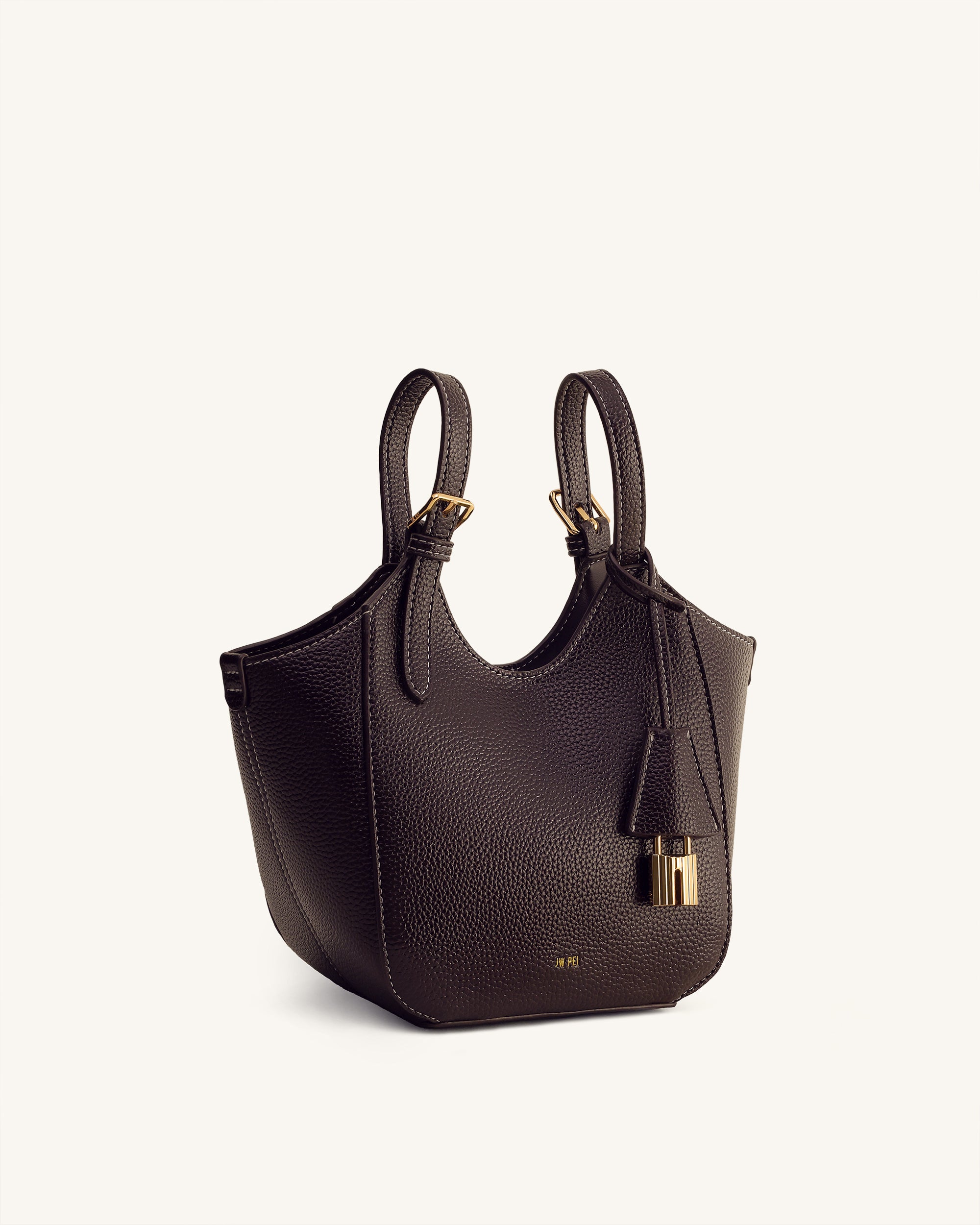 Ines Padlock Tote Bag - Dark Brown - Image 3