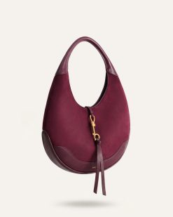 Alternative view of Colette Faux Suede Crescent Hobo Bag - Deep Claret