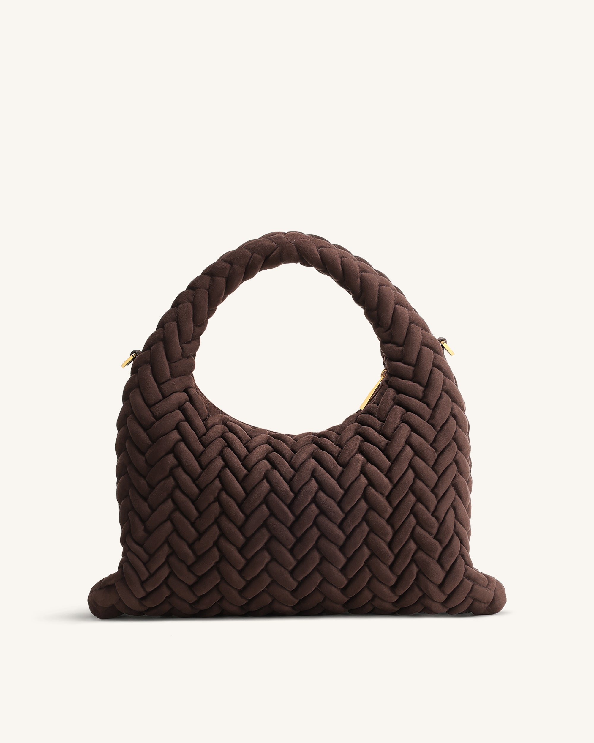 Cora Faux Suede Quilting Handle Bag - Dark Brown - Image 3