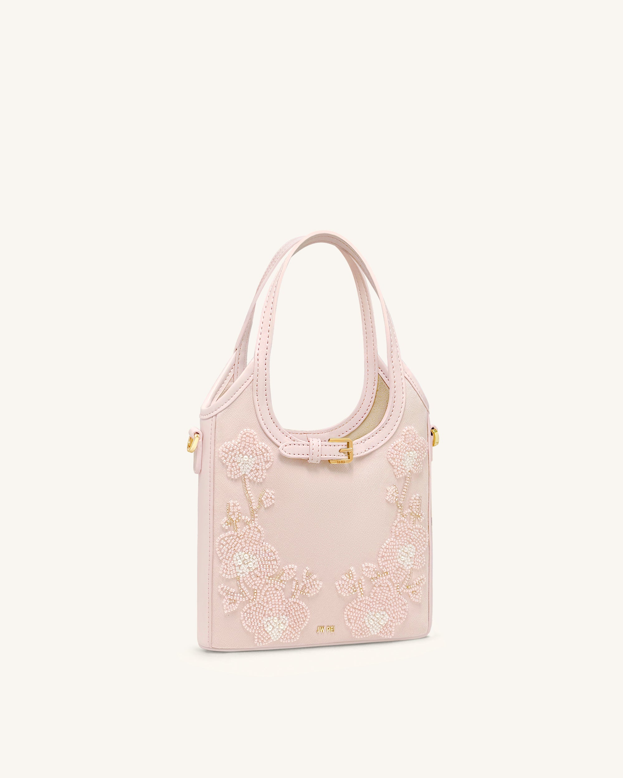 Brooke Mini Belted Embellished Orchid Beaded Top Handle Bag - Pink - Image 2