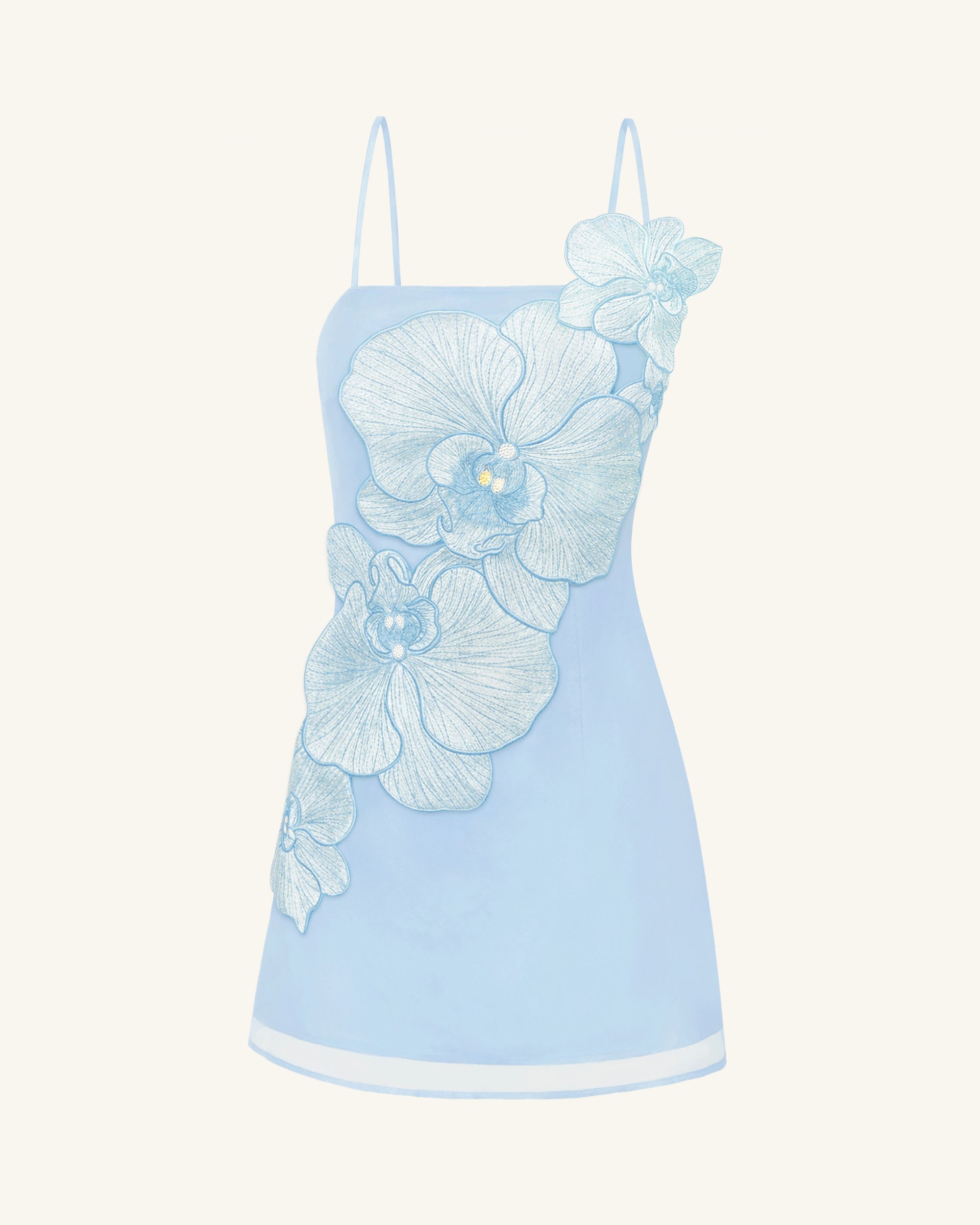 Orchid Appliqué Mini Dress - Blue - Image 2