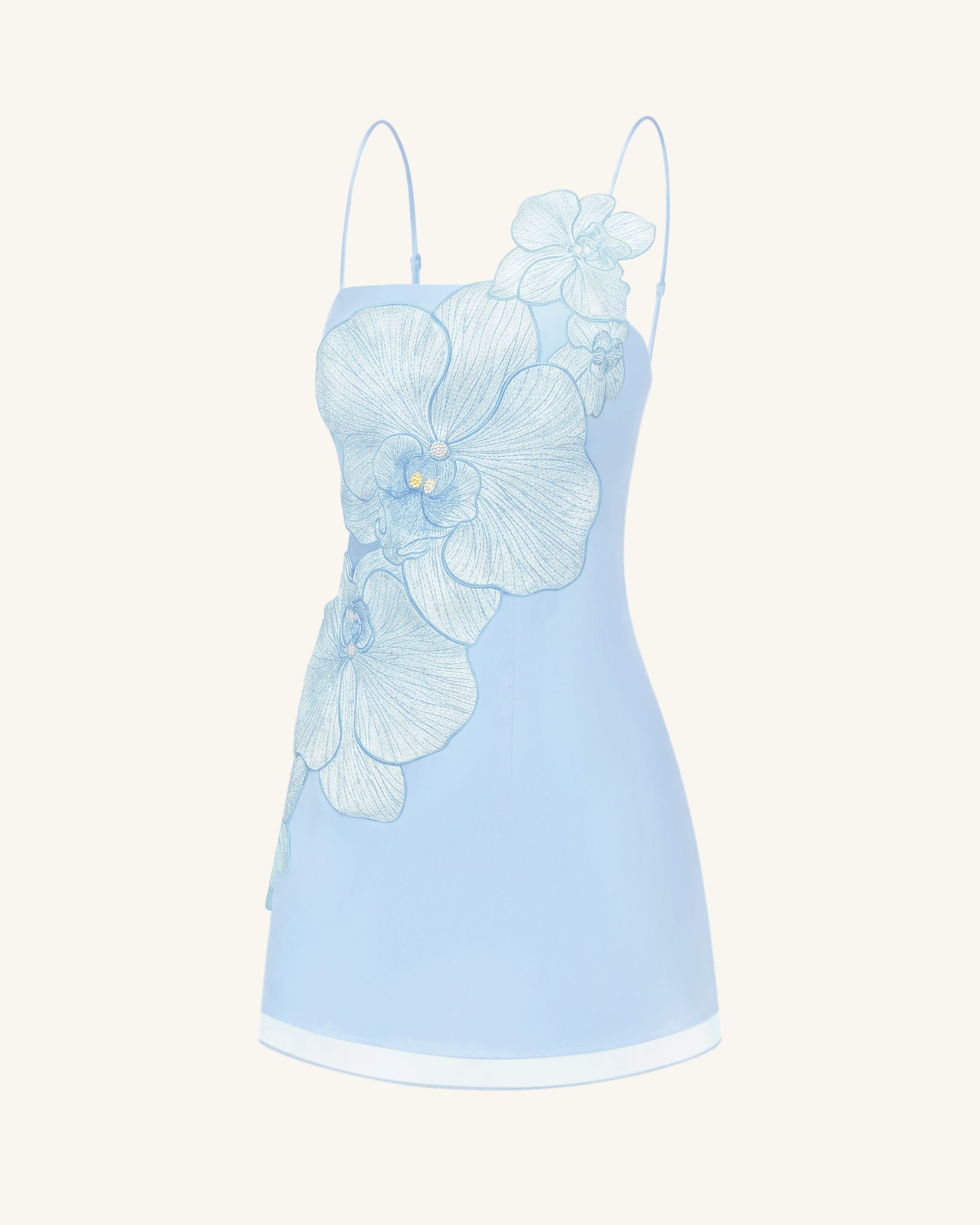 Orchid Appliqué Mini Dress - Blue - Image 3