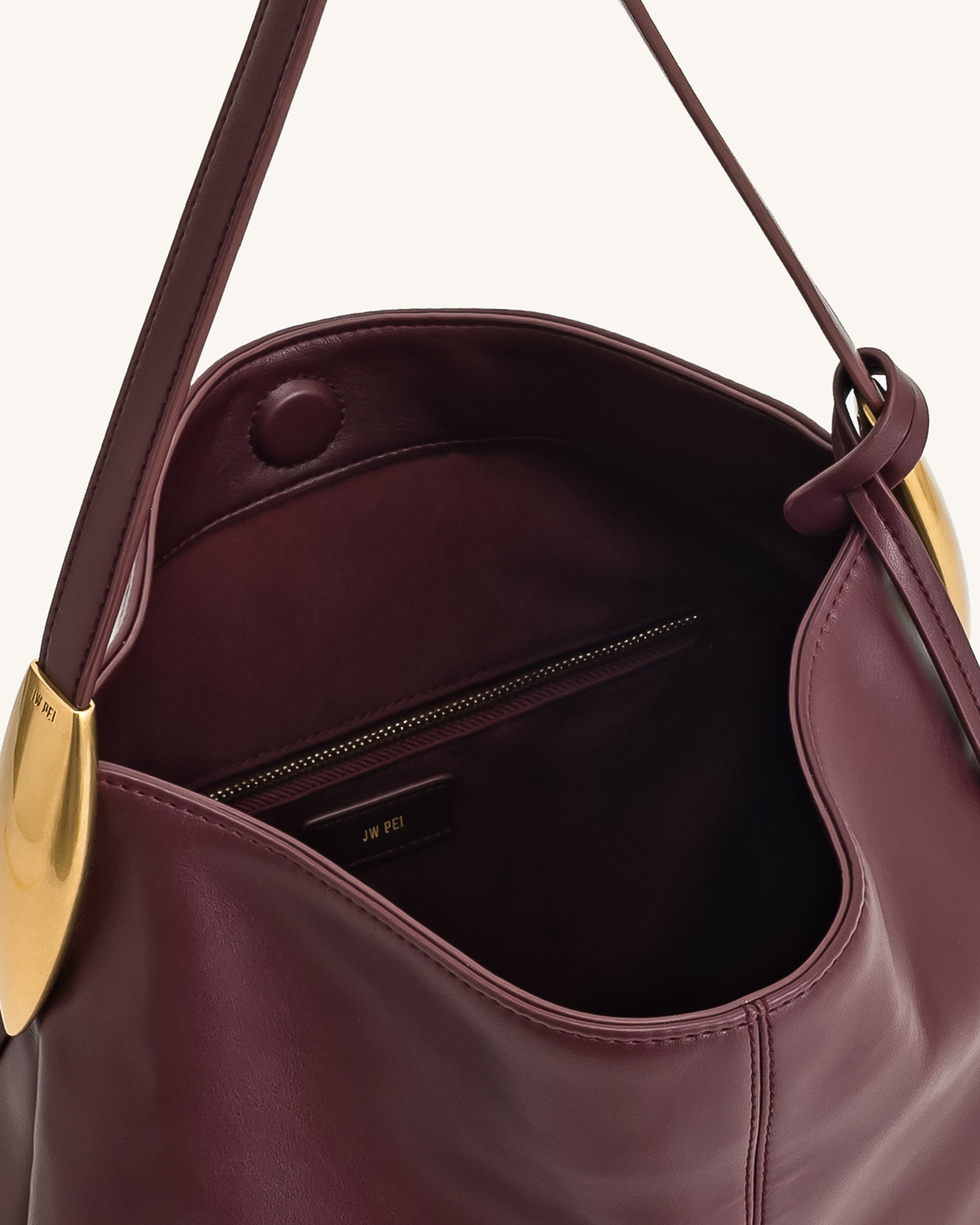 Nina Metal Charm Hobo Bag - Burgundy - Image 5