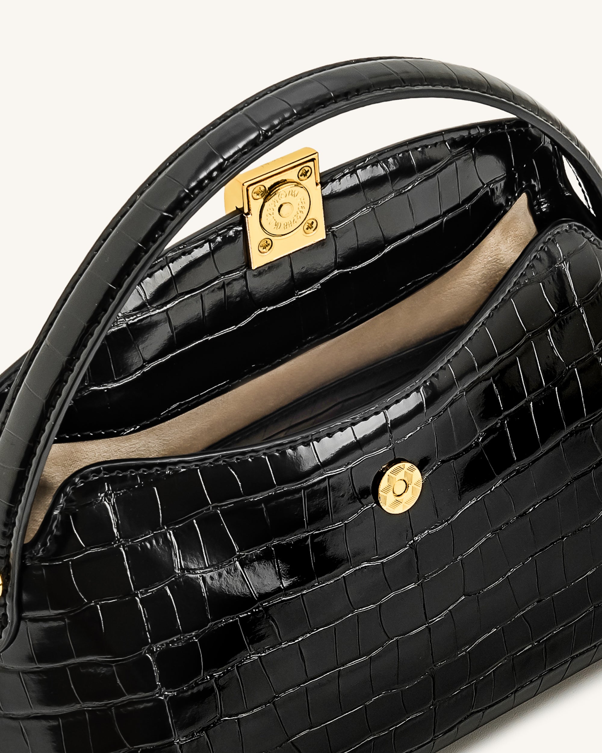 Talia Top Handle Bag - Black Croc - Image 5
