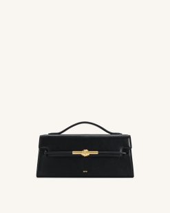 Lena Metal Rope Knot Top Handle Bag - Black