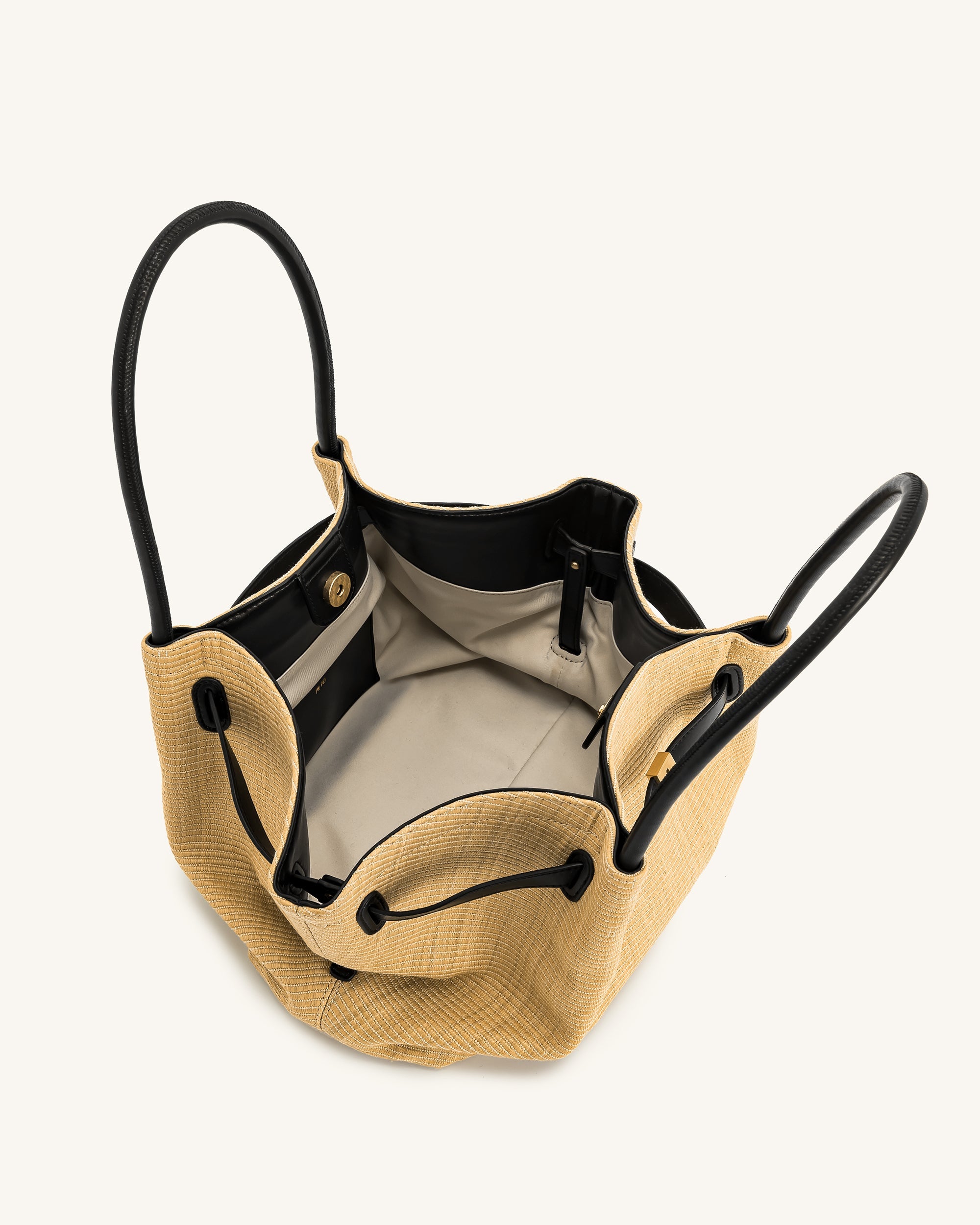 Hana Medium Faux Straw Tote Bag - Brown Straw - Image 6