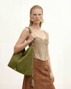 Alternative view of Aria Faux Suede Shoulder Bag - Dark Olive
