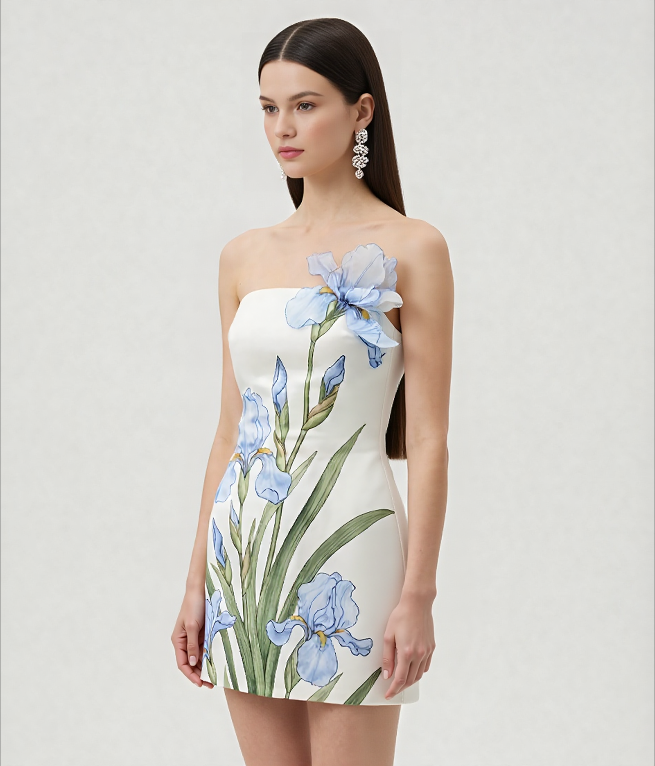 Floral Printed Mini Dress - White - Image 2