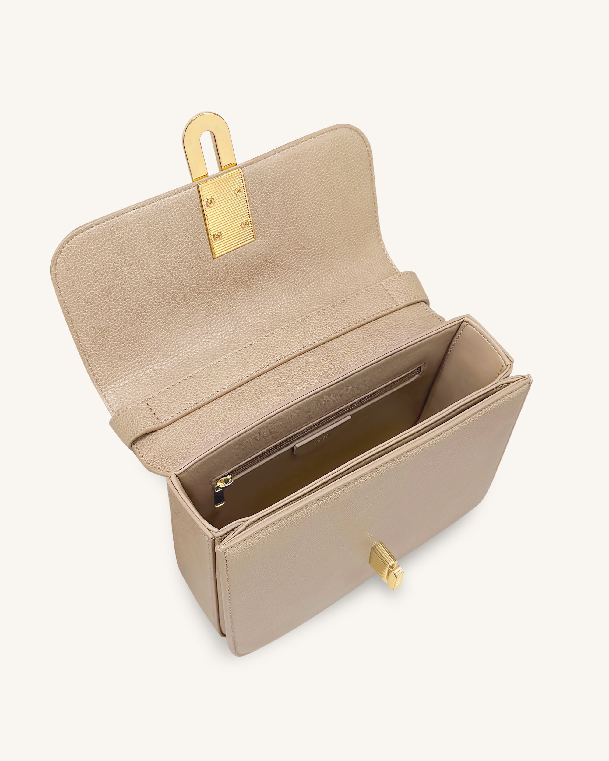 Evania Lock Pebbled Shoulder Bag - Khaki - Image 4