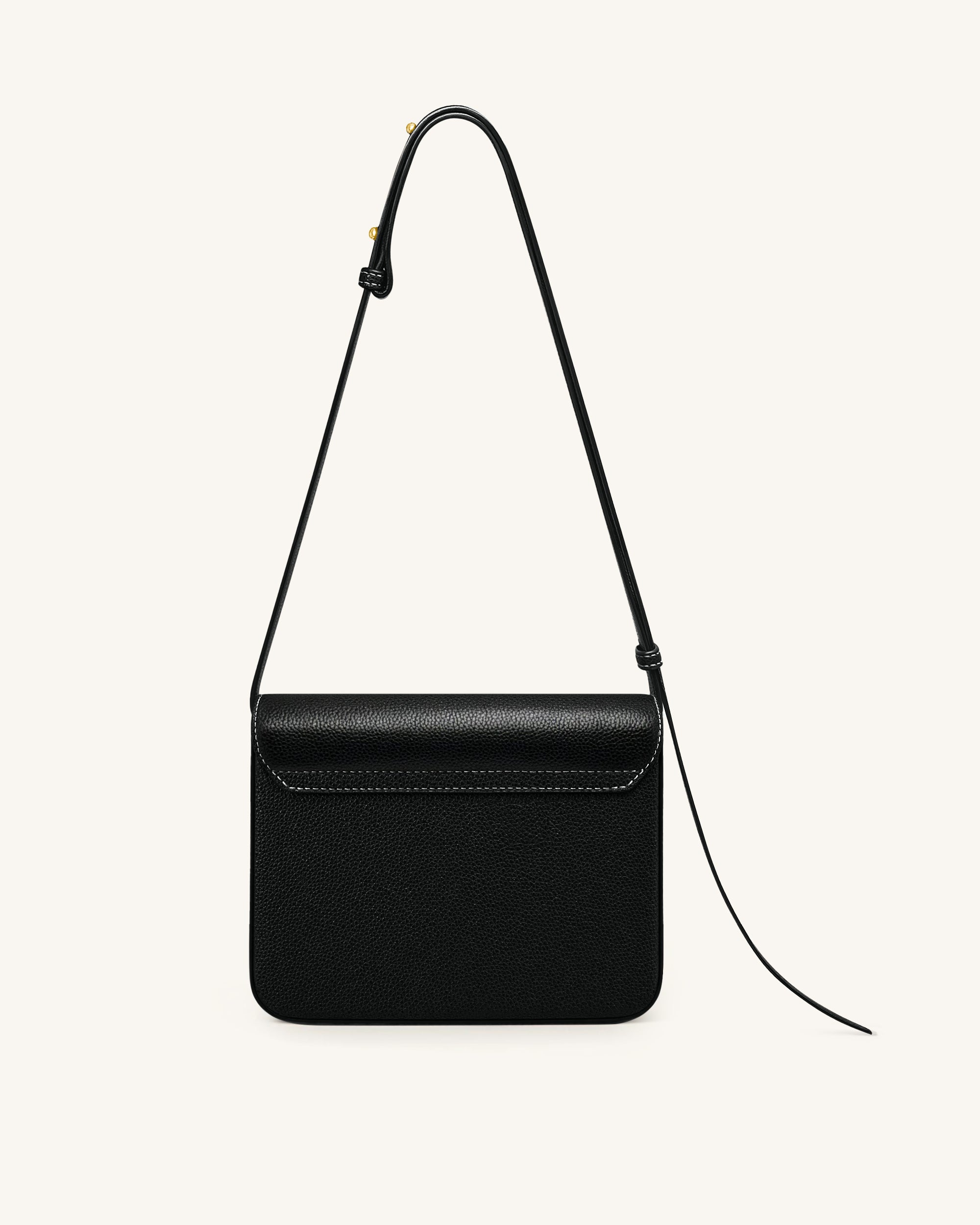 Evania Lock Pebbled Shoulder Bag - Black - Image 3