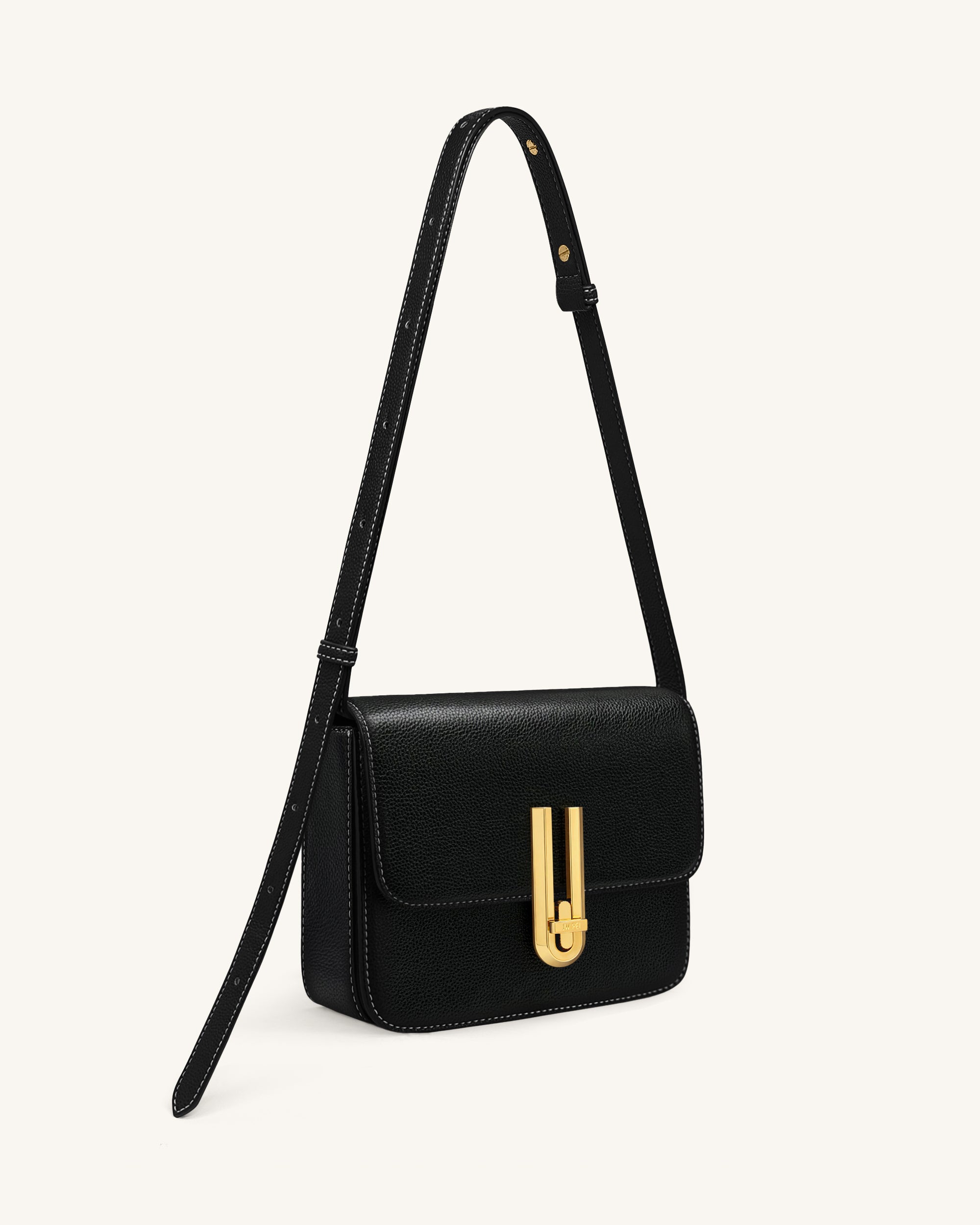 Evania Lock Pebbled Shoulder Bag - Black - Image 2