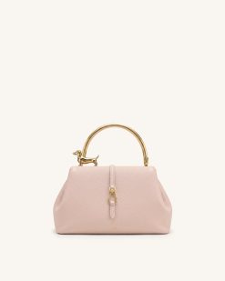Bruna Dachshund Metal Handle Top Handle Bag - Light Pink