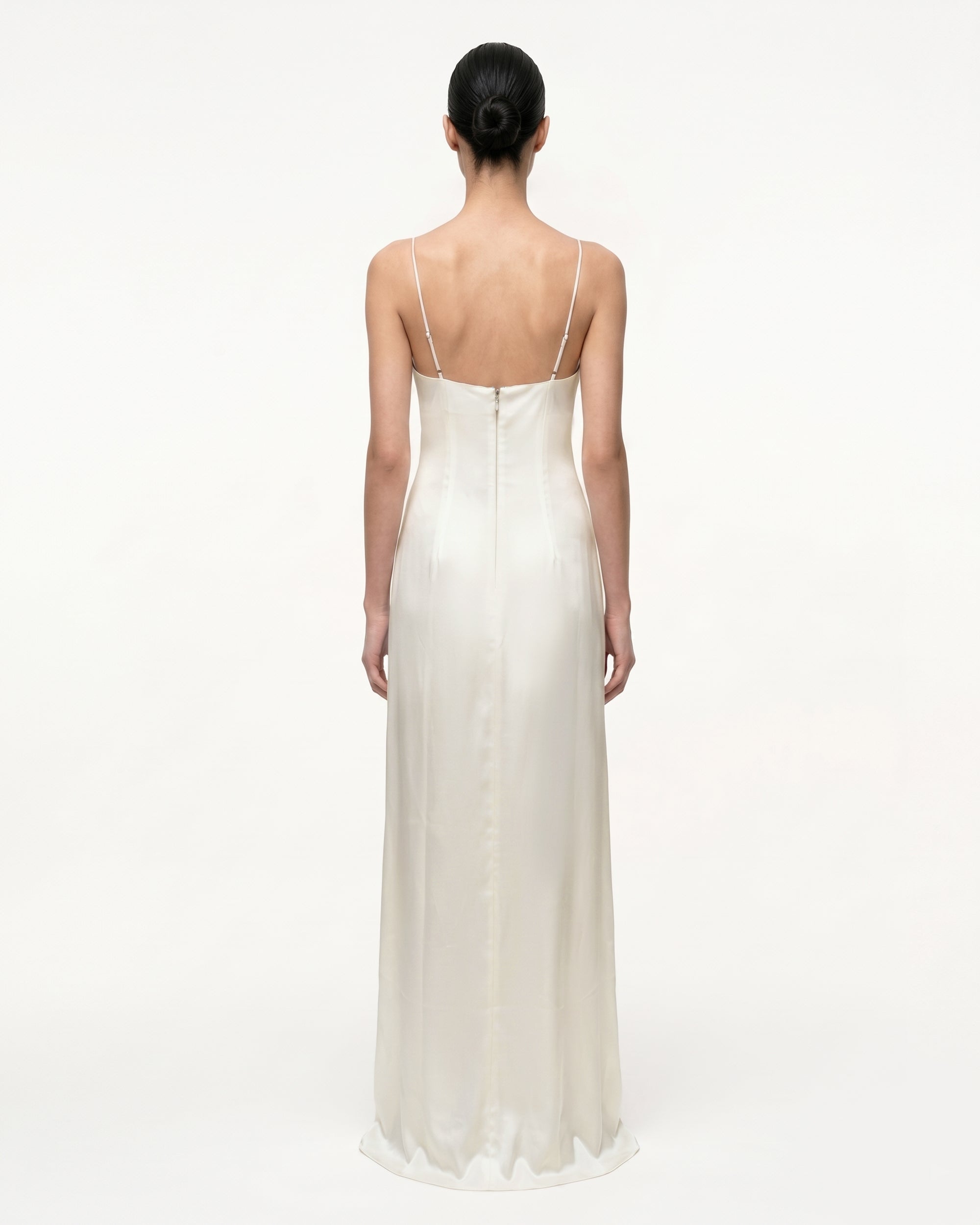 Iris Motif Satin Slip Gown - White - Image 2