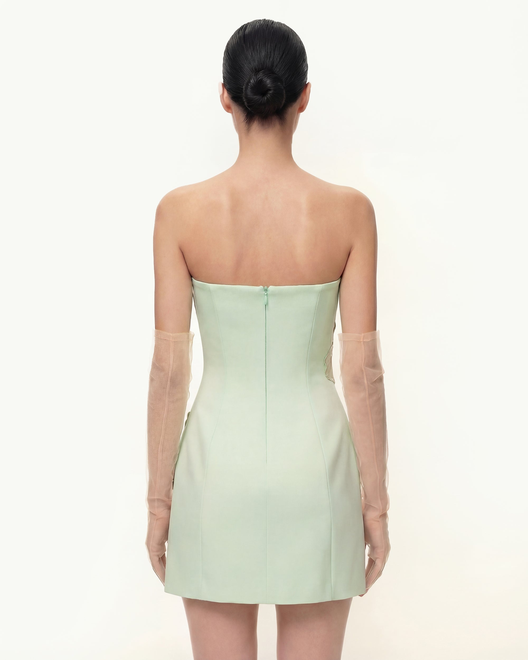 Iris Floral Print Strapless Dress - Green - Image 2