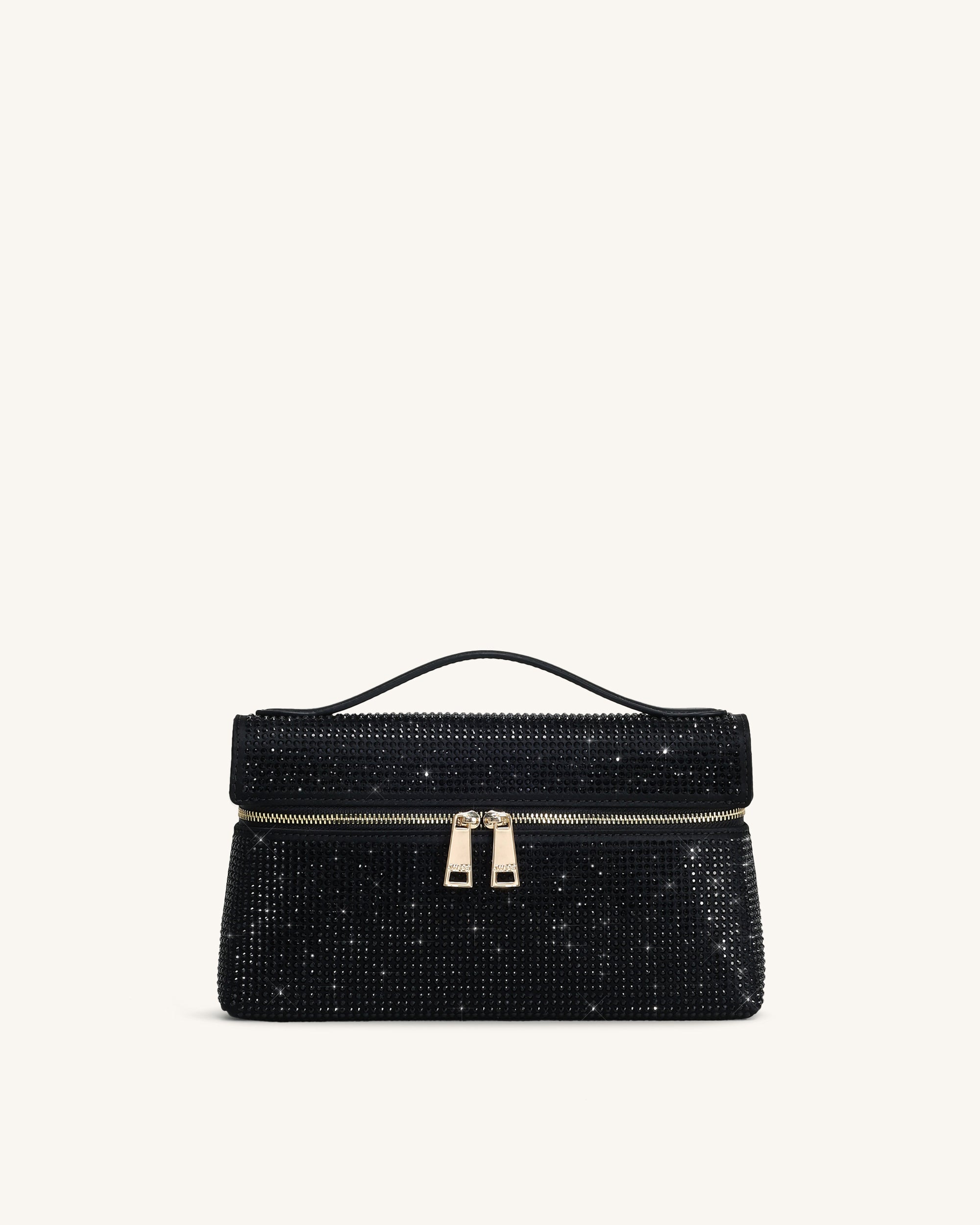 Thea Artificial Crystal Top Handle Bag - Black