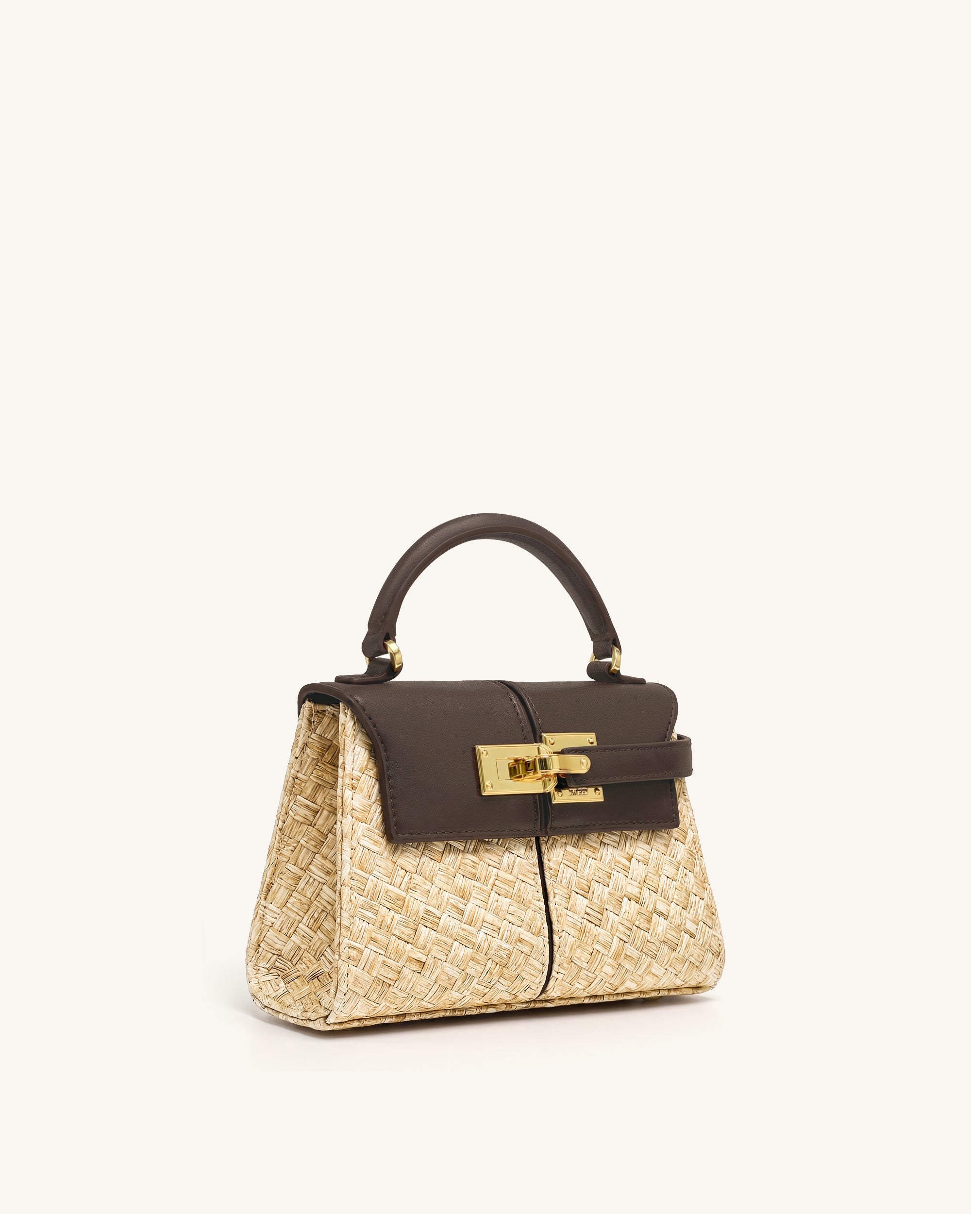 Elise Faux Straw Handbag - Brown - Image 2