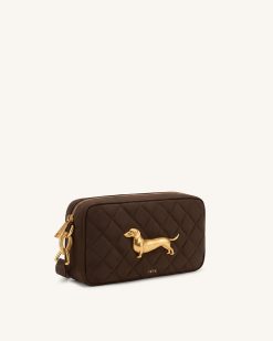 Alternative view of Riley Faux Suede Dachshund Quilted Shoulder Bag - Dark Brown