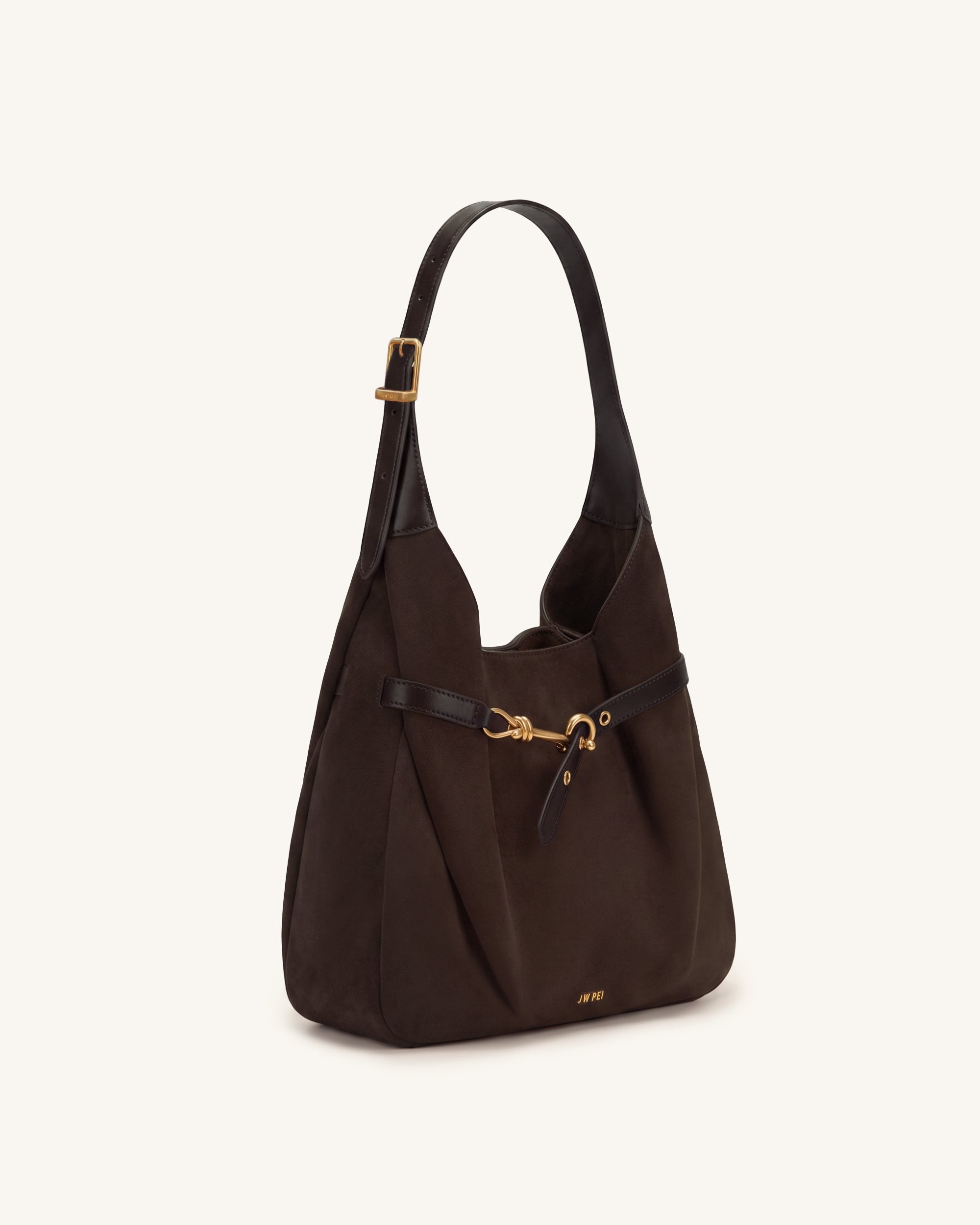 Alina Faux Suede Hobo Bag - Chocolate Brown - Image 2