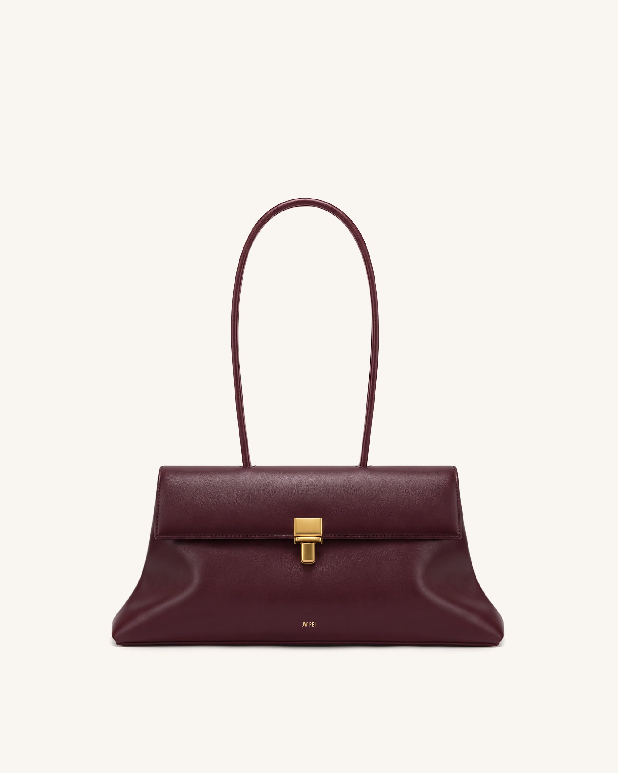 Selene Lock Flap Shoulder Bag - Burgundy