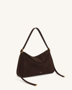 Alternative view of Elowen Faux Suede Flap Shoulder Bag - Dark Brown