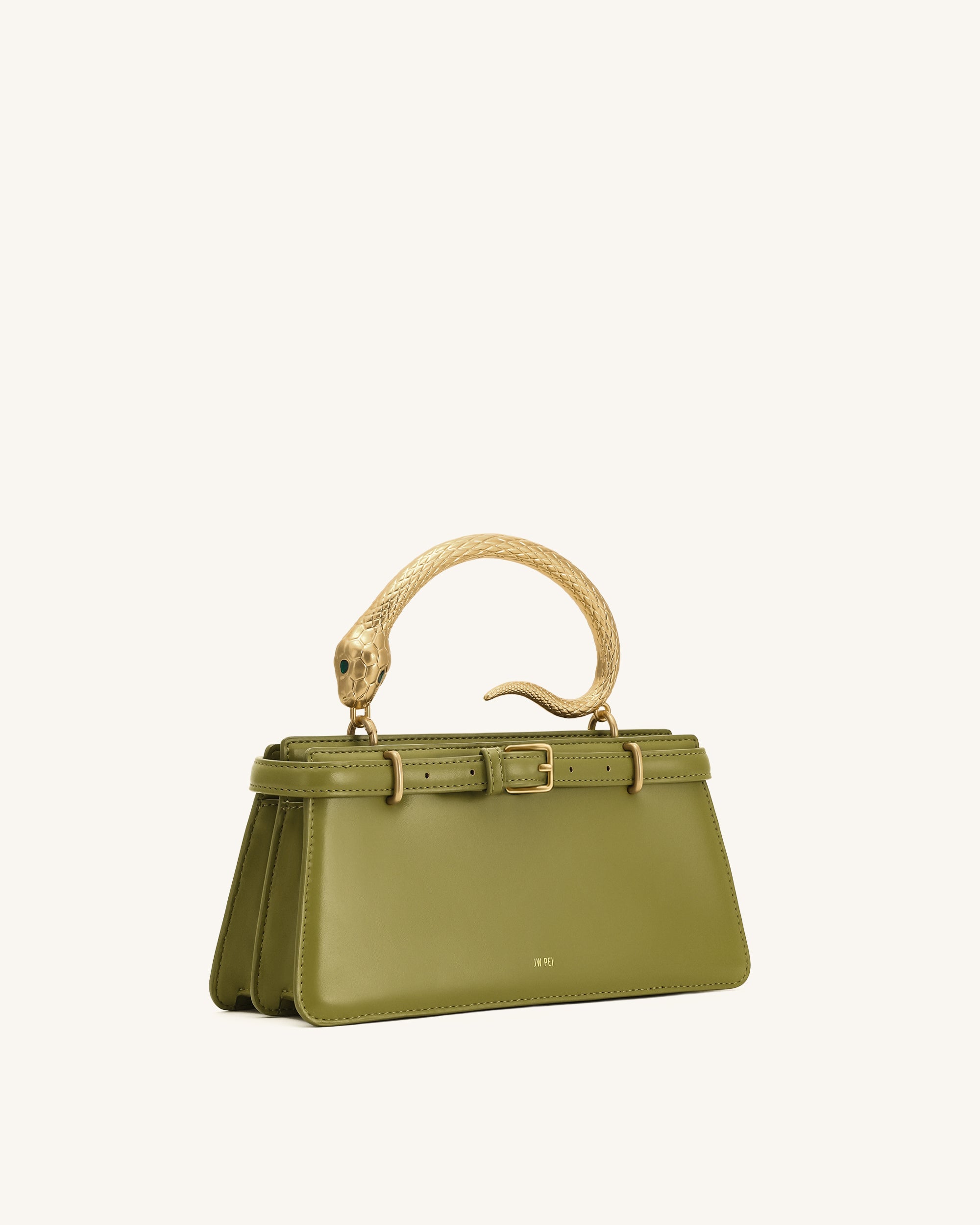 Elena Snake Handle Top Handle Bag - Matcha Green - Image 2