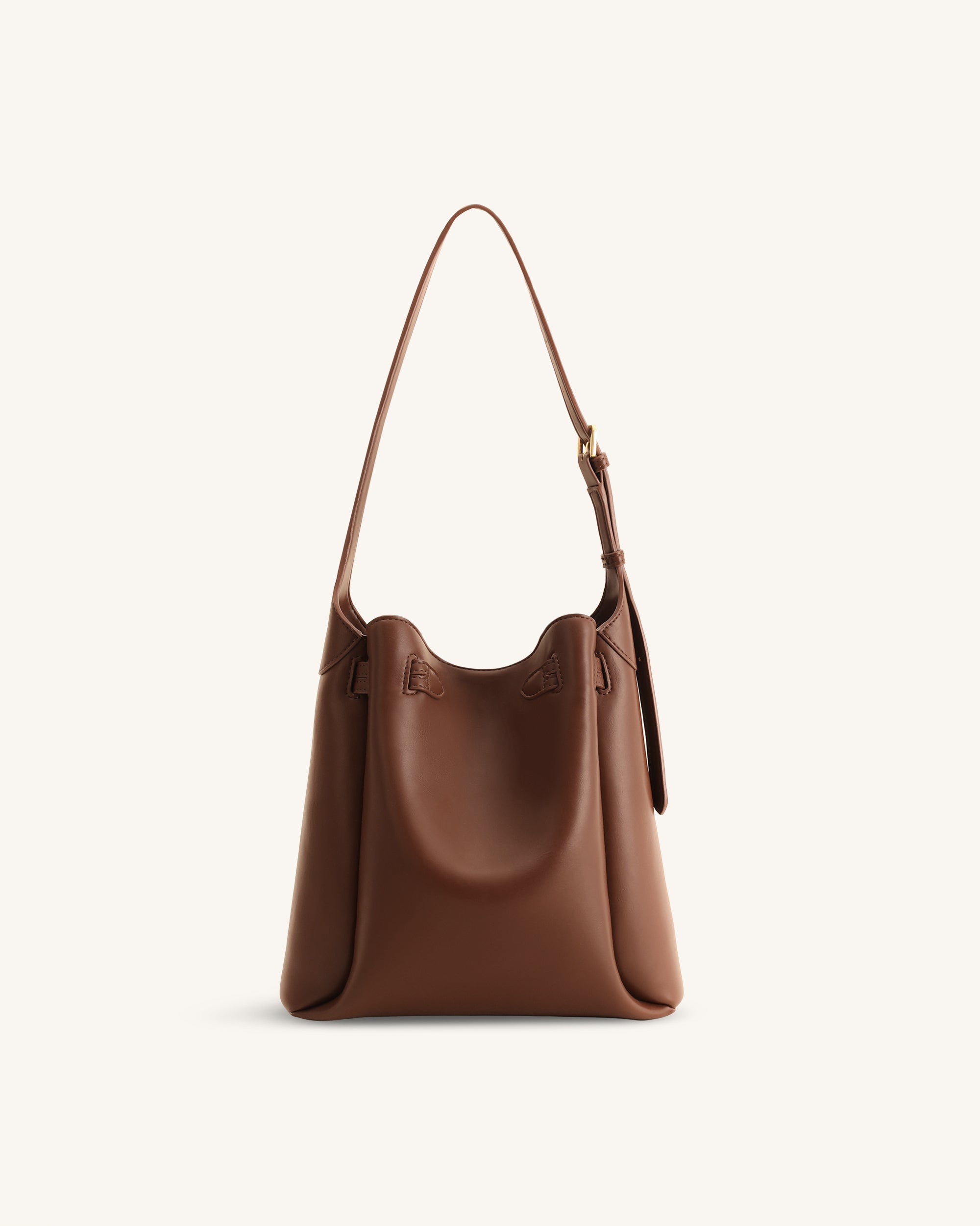 Charlene Double Buckle Hobo Bag - Brown - Image 4