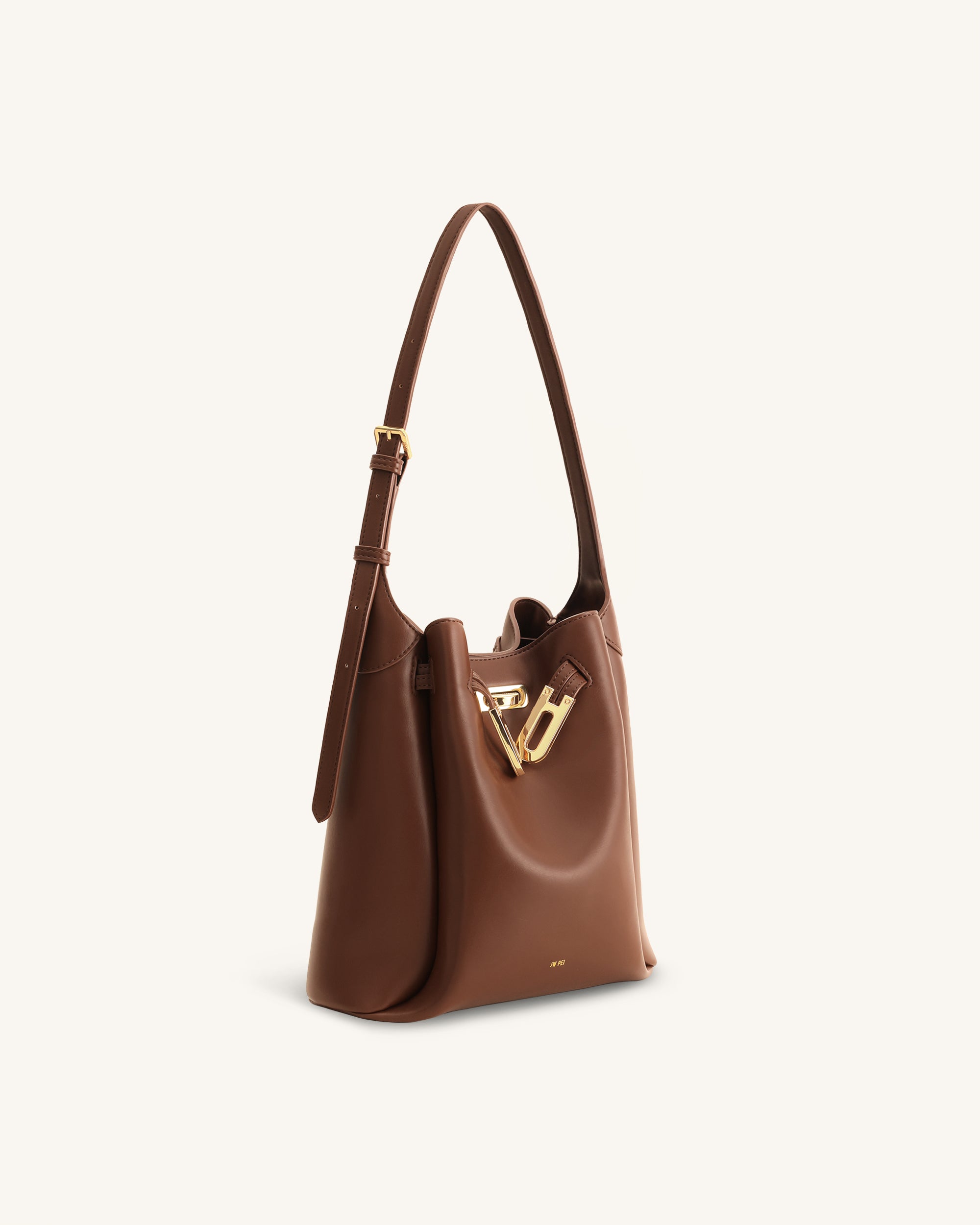 Charlene Double Buckle Hobo Bag - Brown - Image 2