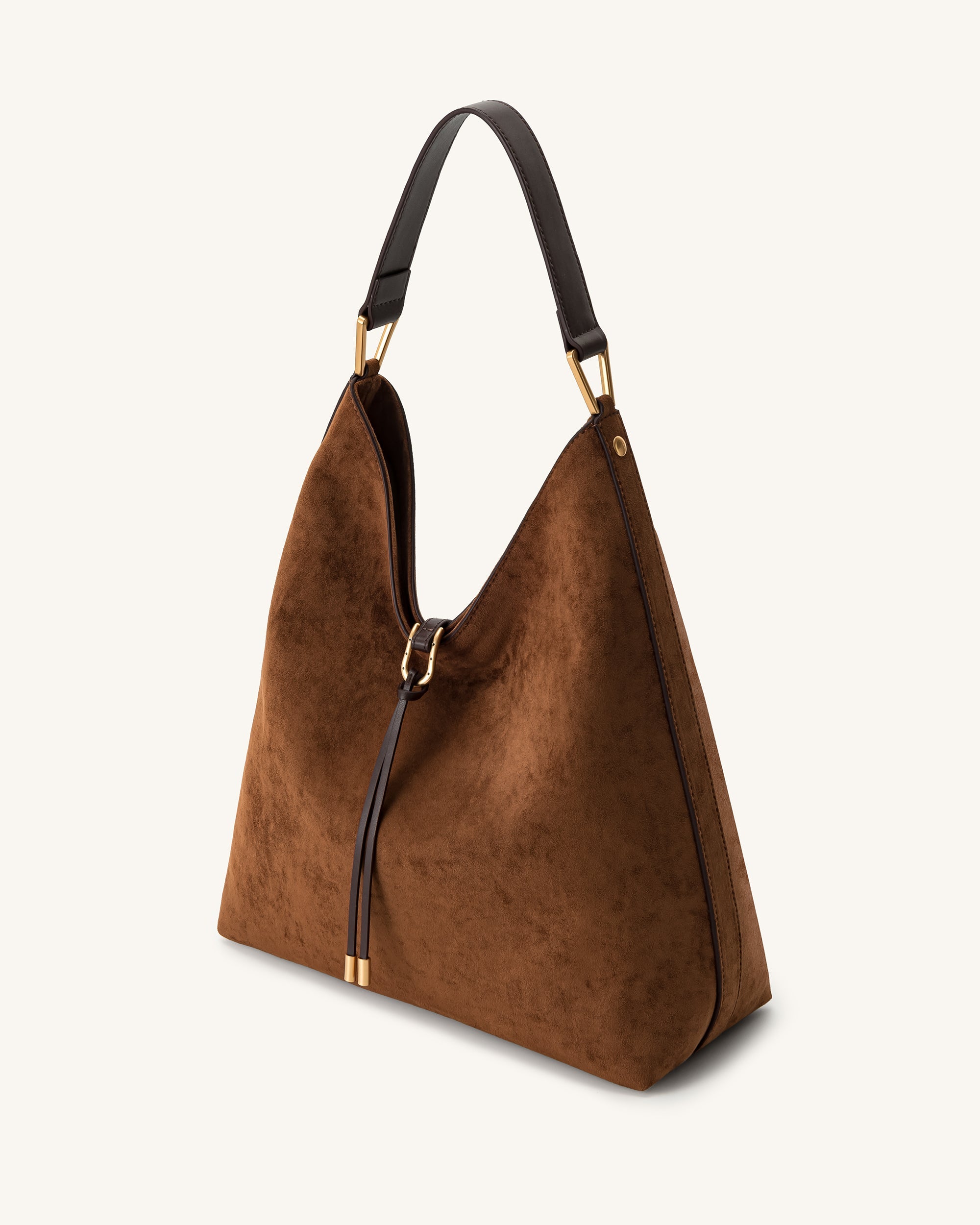 Aria Faux Suede Shoulder Bag - Brown - Image 3