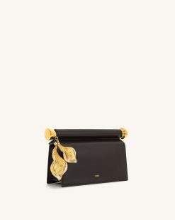 Alternative view of Holly Metal Pendant Embellished Clutch - Dark Brown