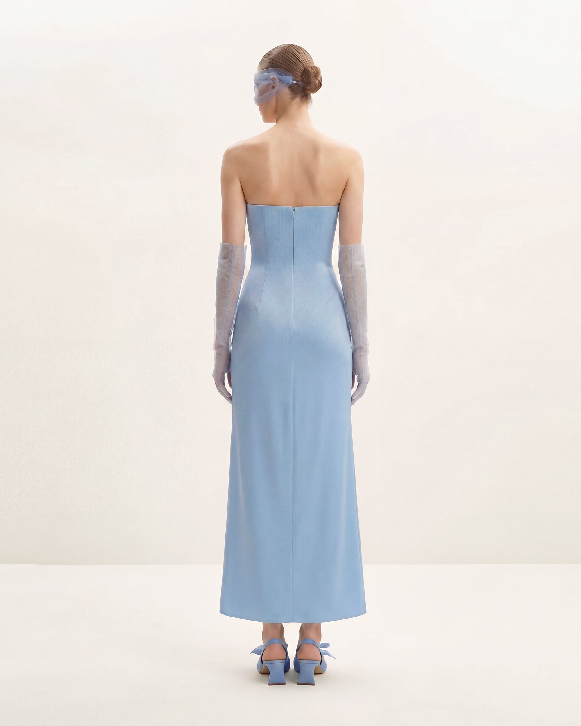 Floral Embroidered Long Dress - Blue - Image 2