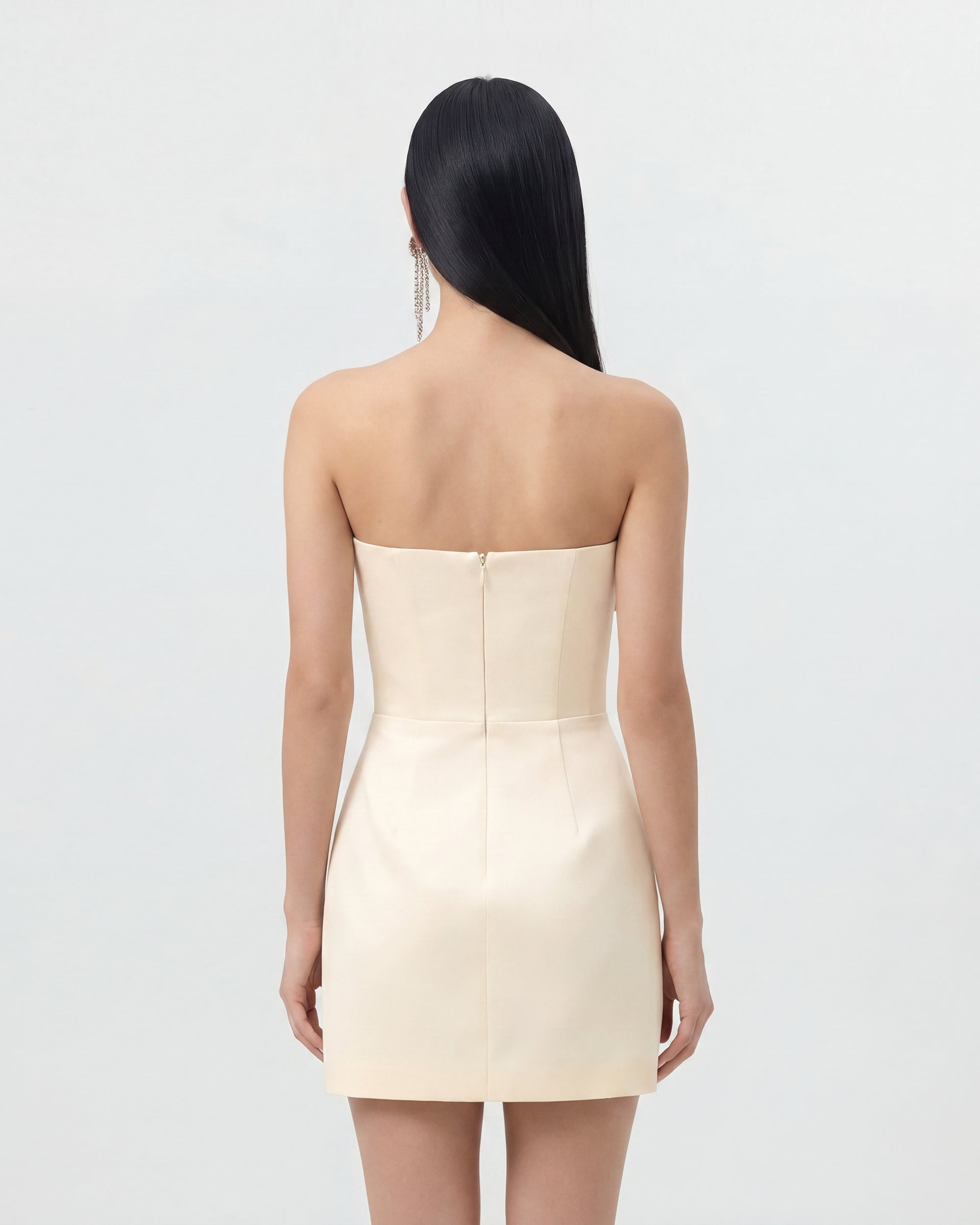 Slipper Orchid Appliqué Mini Dress - Ivory/Blue - Image 2