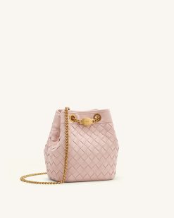 Alternative view of Yara Faux Suede Hand-Woven Bucket Bag - Pink
