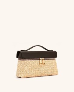 Alternative view of Thea Faux Straw Top Handle Bag - Brown