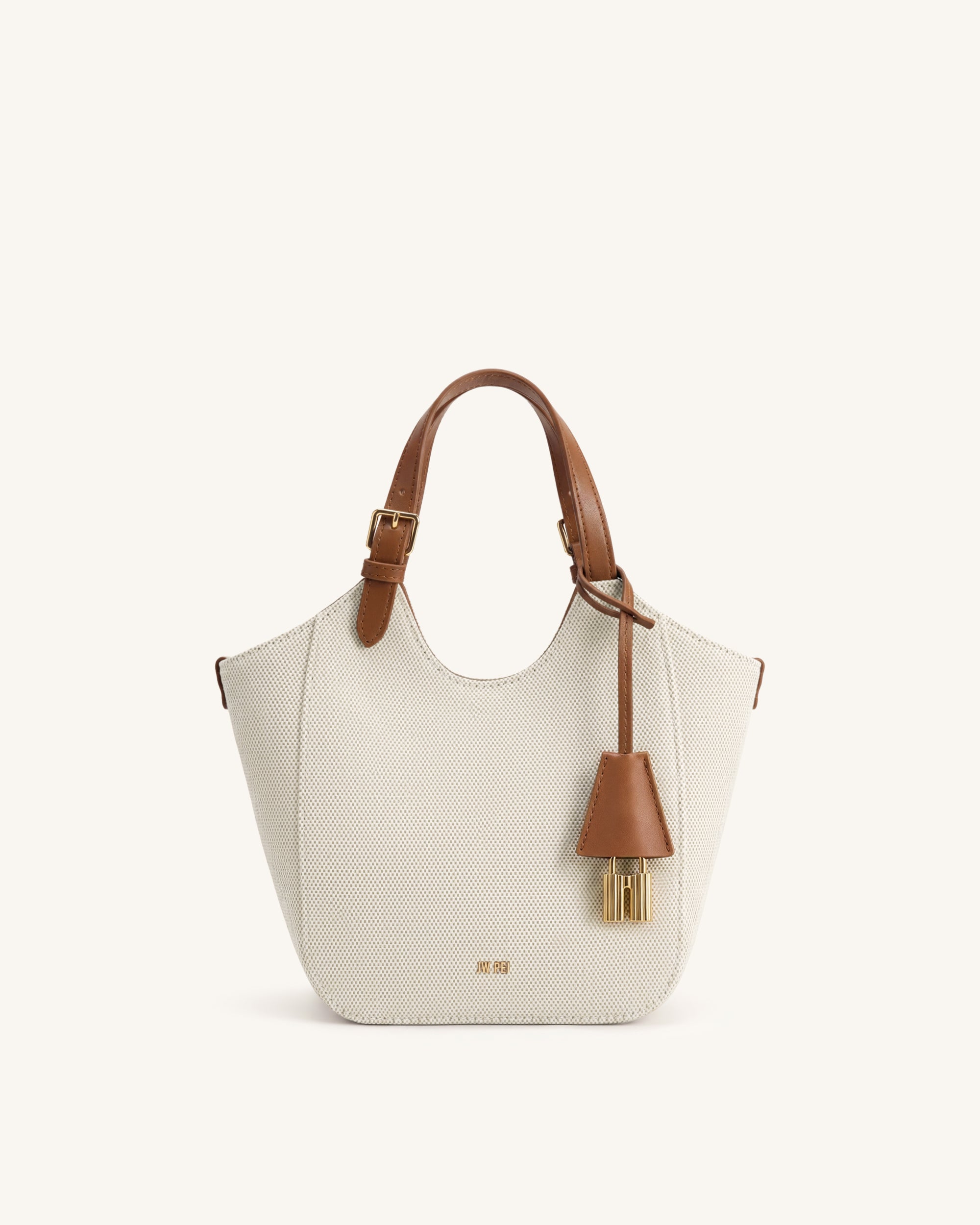 Ines Padlock Tote Bag - Brown Canvas - Image 4