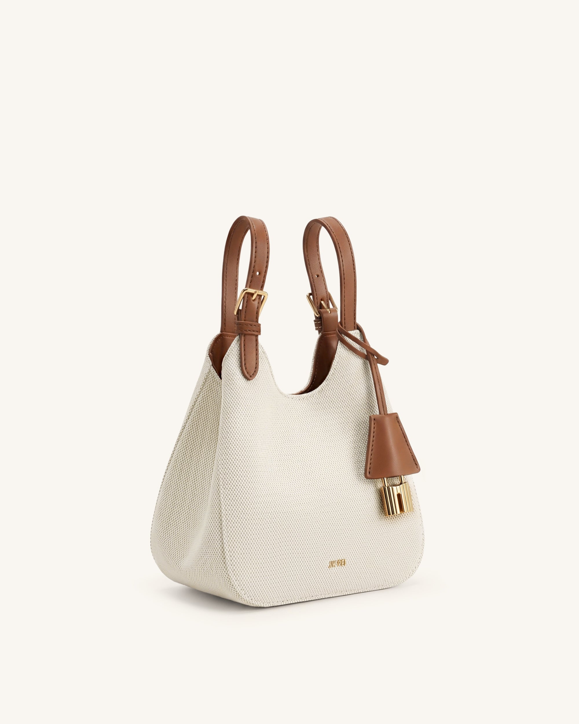 Ines Padlock Tote Bag - Brown Canvas - Image 5