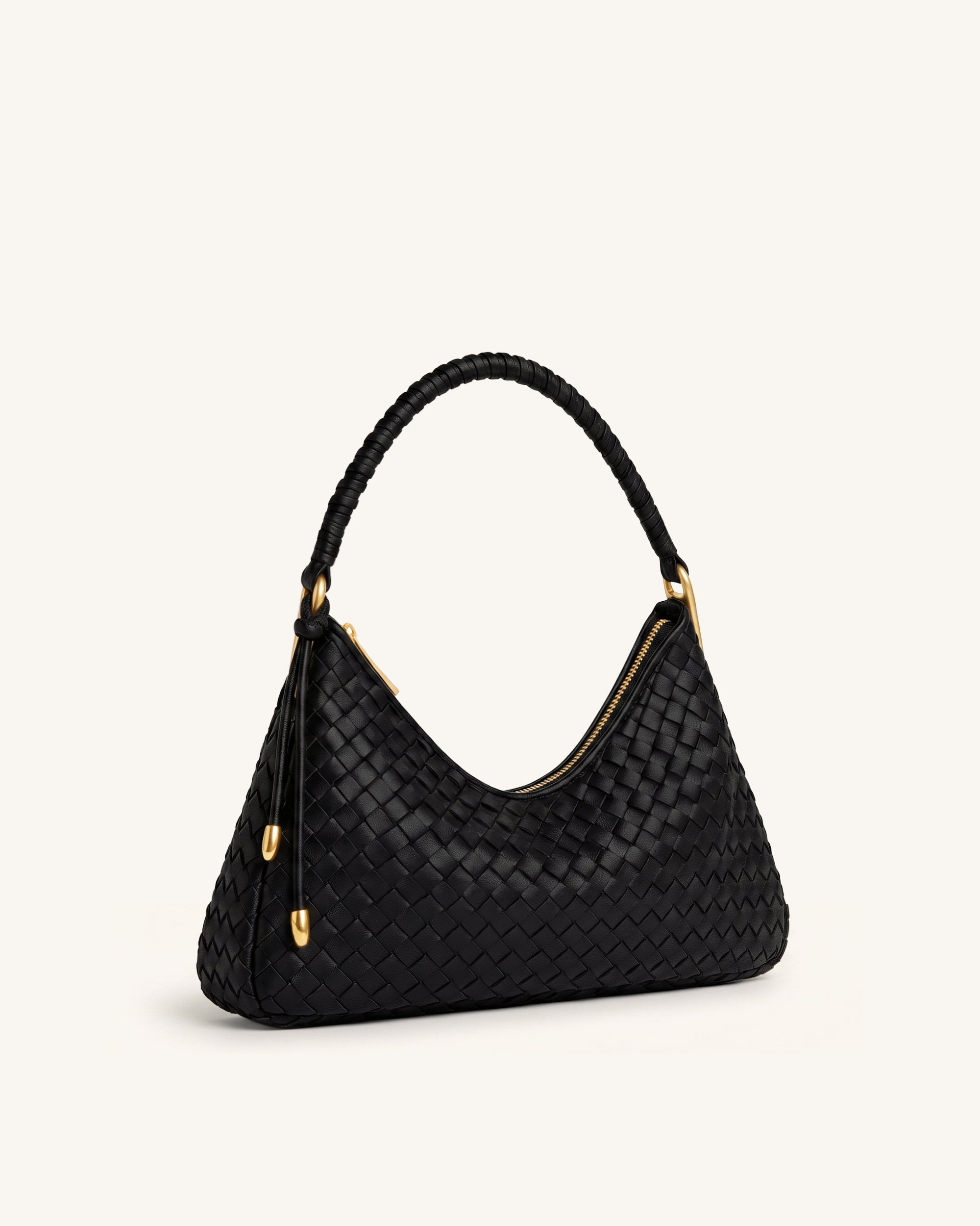 Lorena Woven Shoulder Bag - Black - Image 2