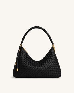 Lorena Woven Shoulder Bag - Black