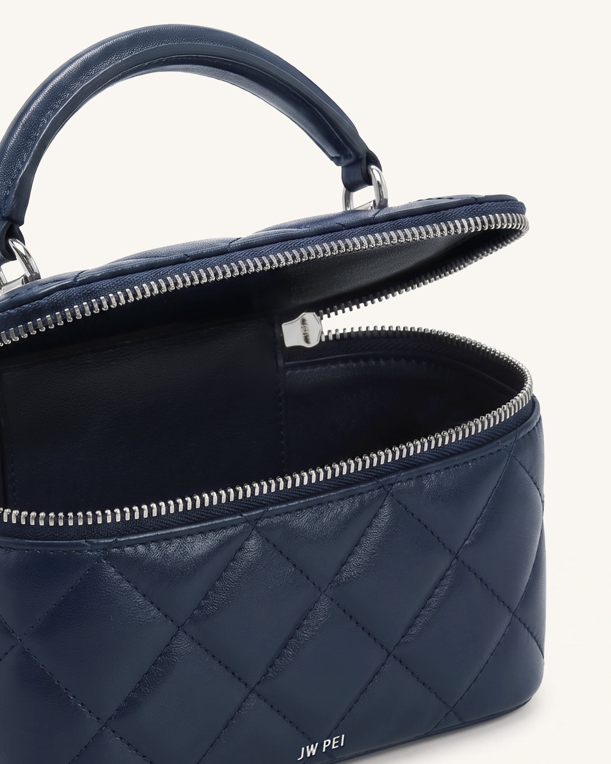 Vivienne Quilted Vanity Top Handle Bag - Navy - Image 4