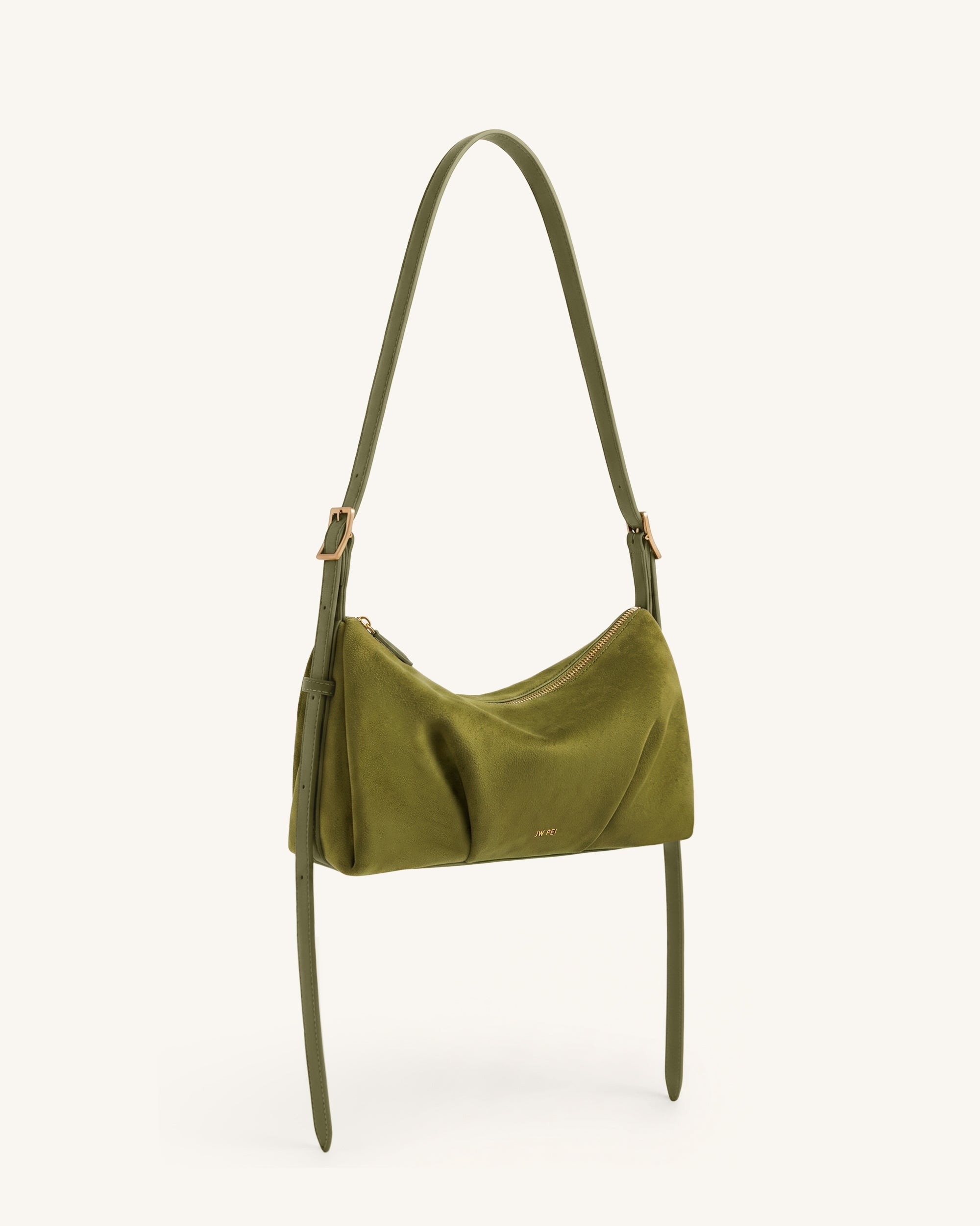 Loriette Faux Suede Crossbody Bag - Olive Green - Image 2