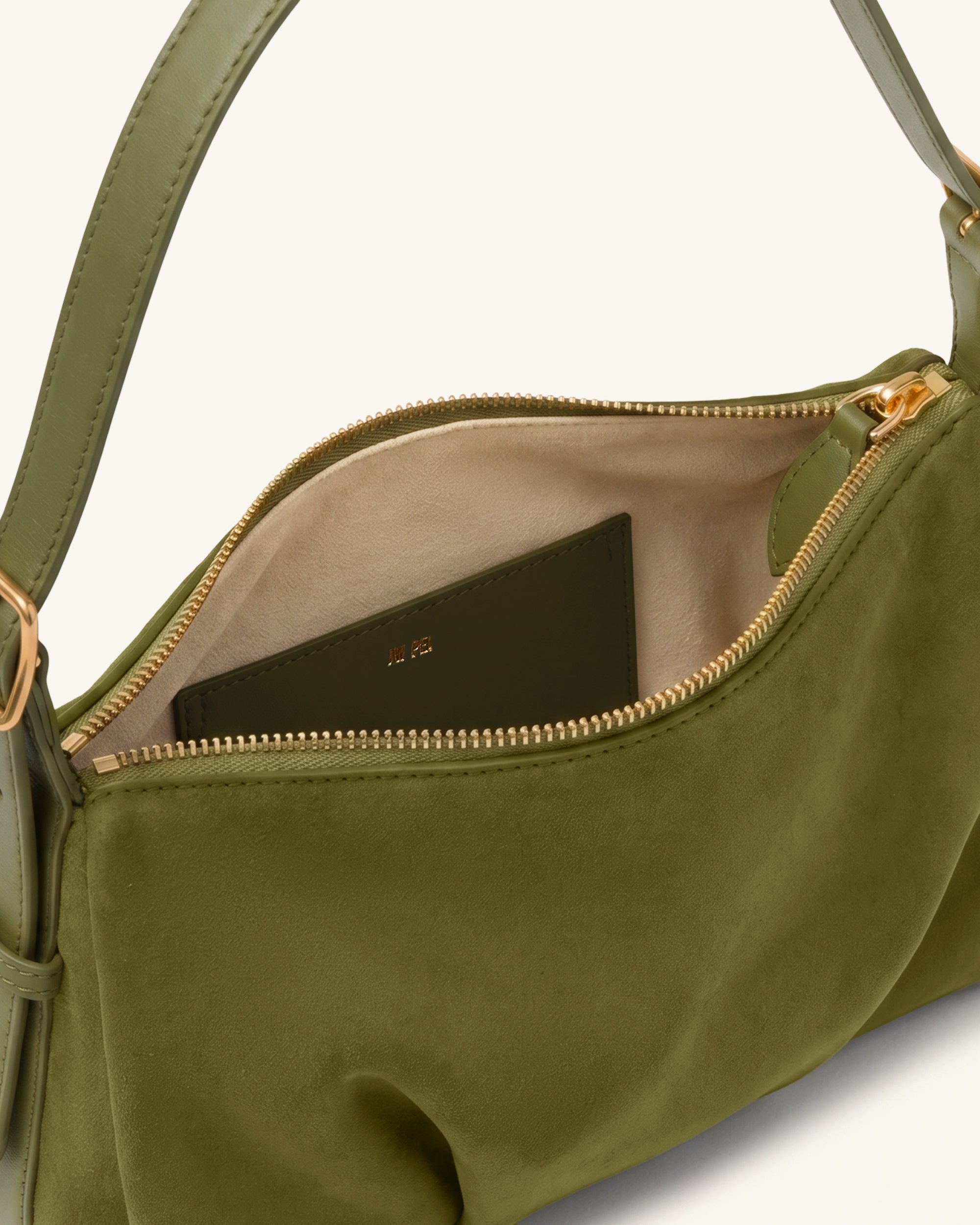 Loriette Faux Suede Crossbody Bag - Olive Green - Image 5