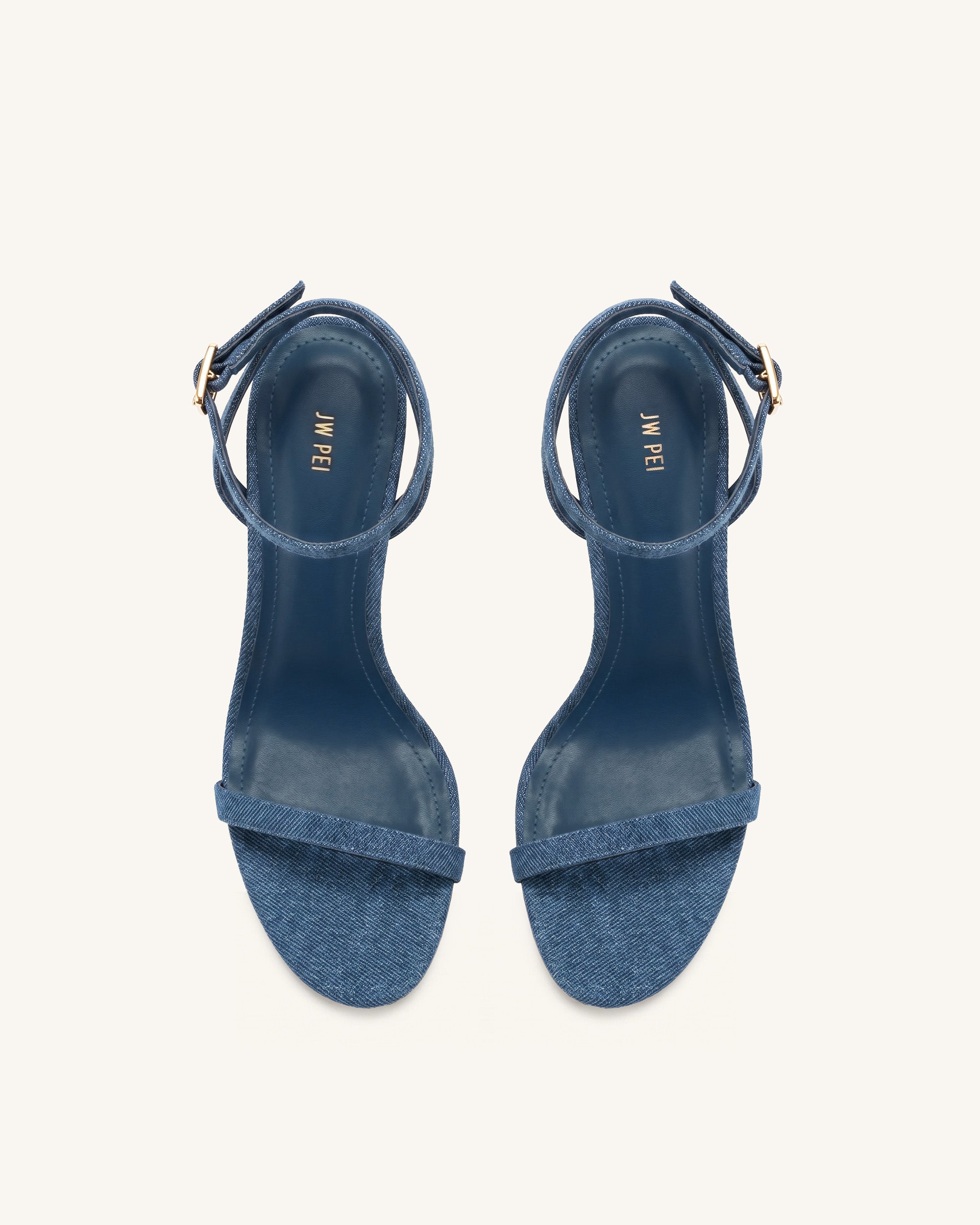 Alivia Gold Metal Heel Sandals - Denim Blue - Image 2