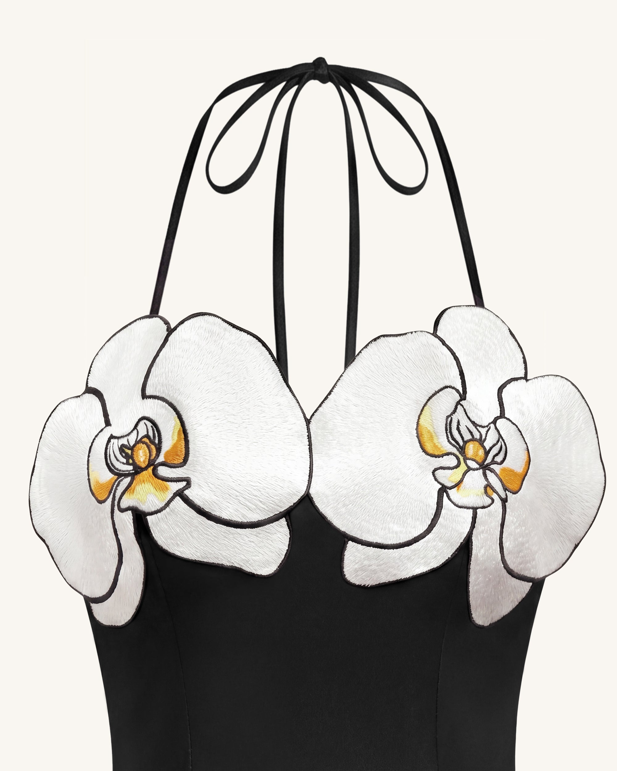 Orchid Embroidered High-Low Midi Dress - Black - Image 5