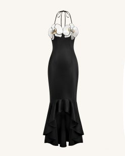 Alternative view of Orchid Embroidered High-Low Midi Dress - Black