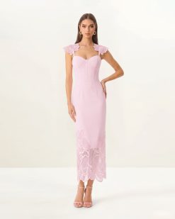 Orchid Embroidered Corset Dress - Dusty Rose