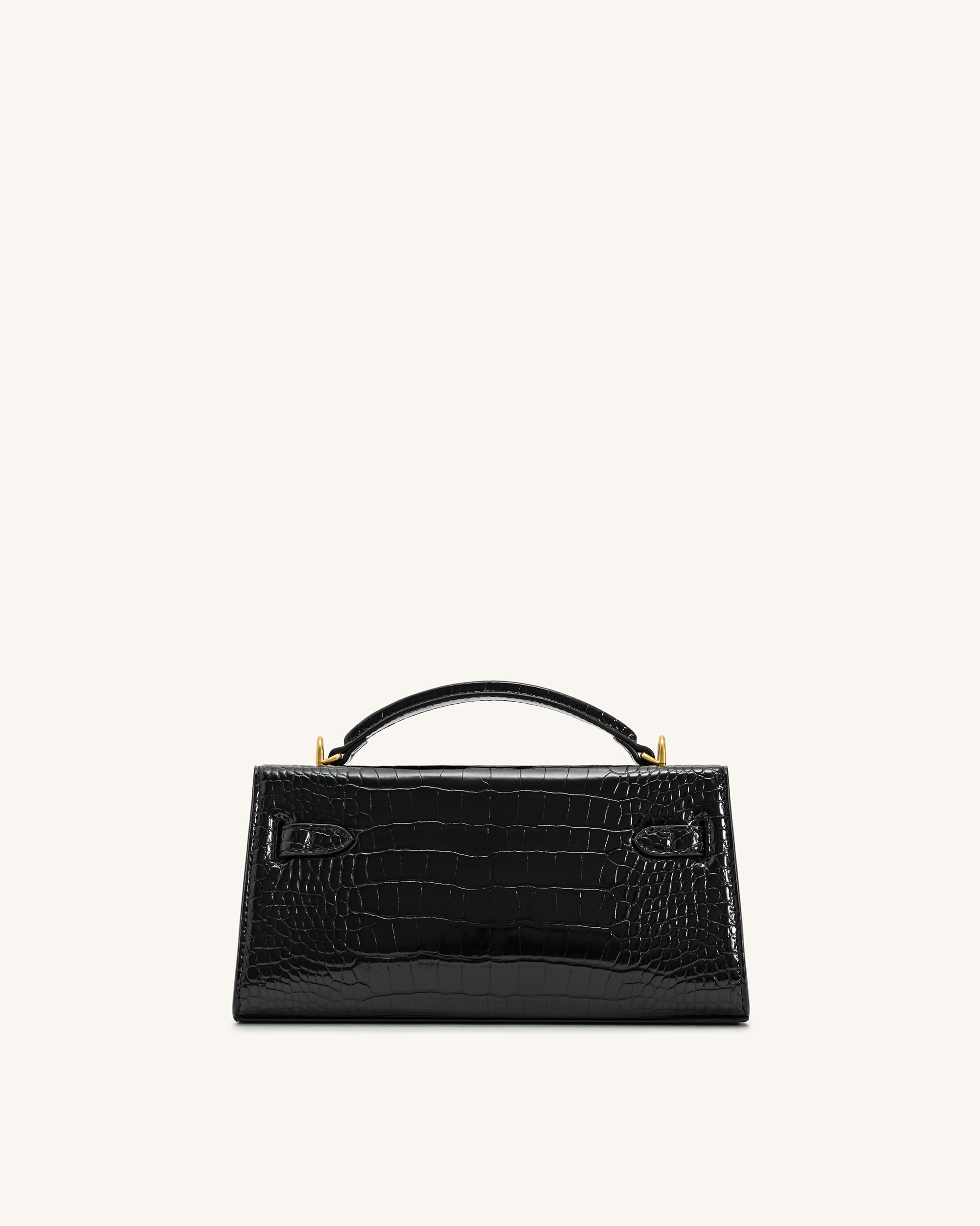 Noor Top Handle Bag - Black Croc - Image 4