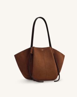 Alternative view of Nala Faux Suede Wide Tote Bag - Brown