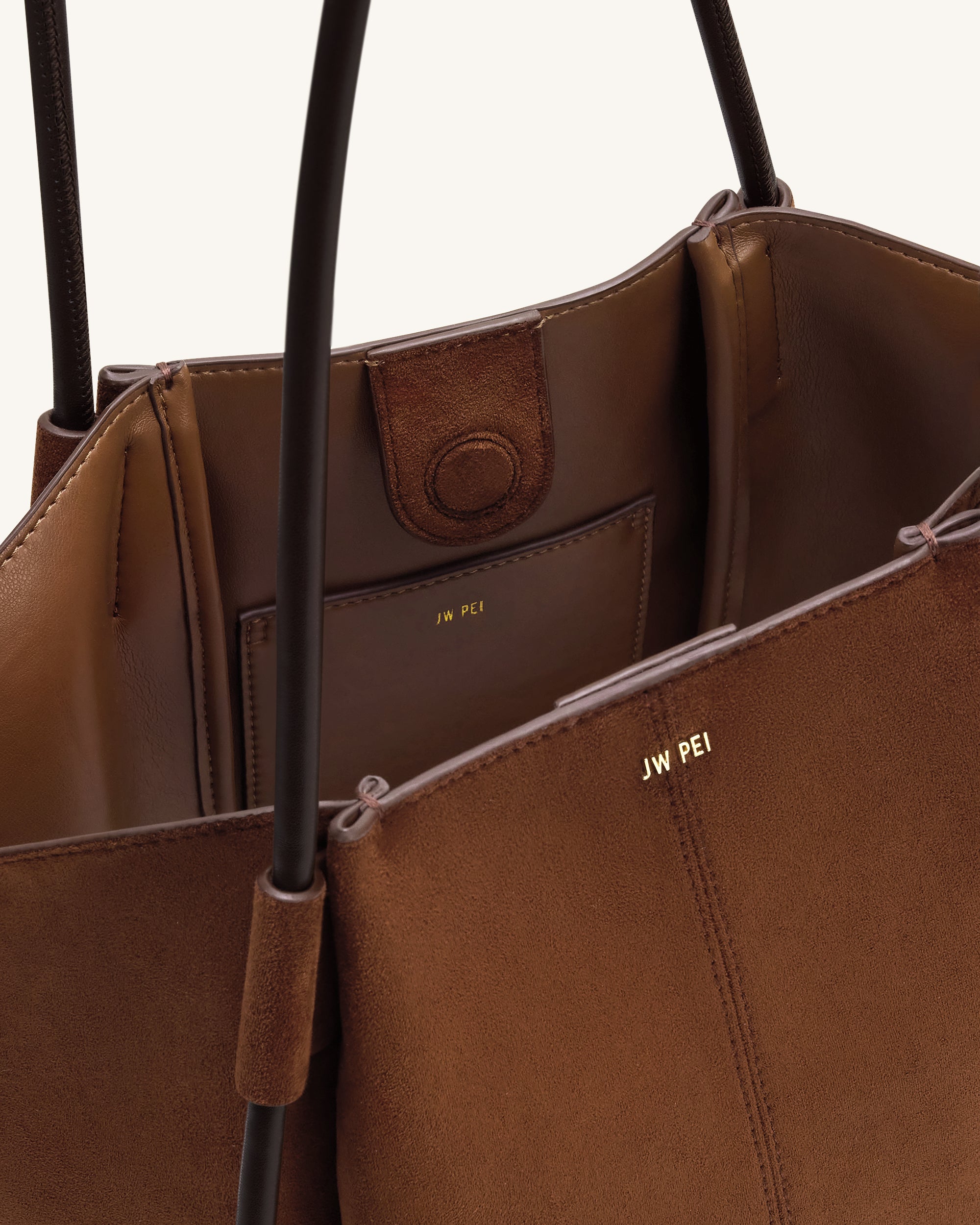 Nala Faux Suede Wide Tote Bag - Brown - Image 4