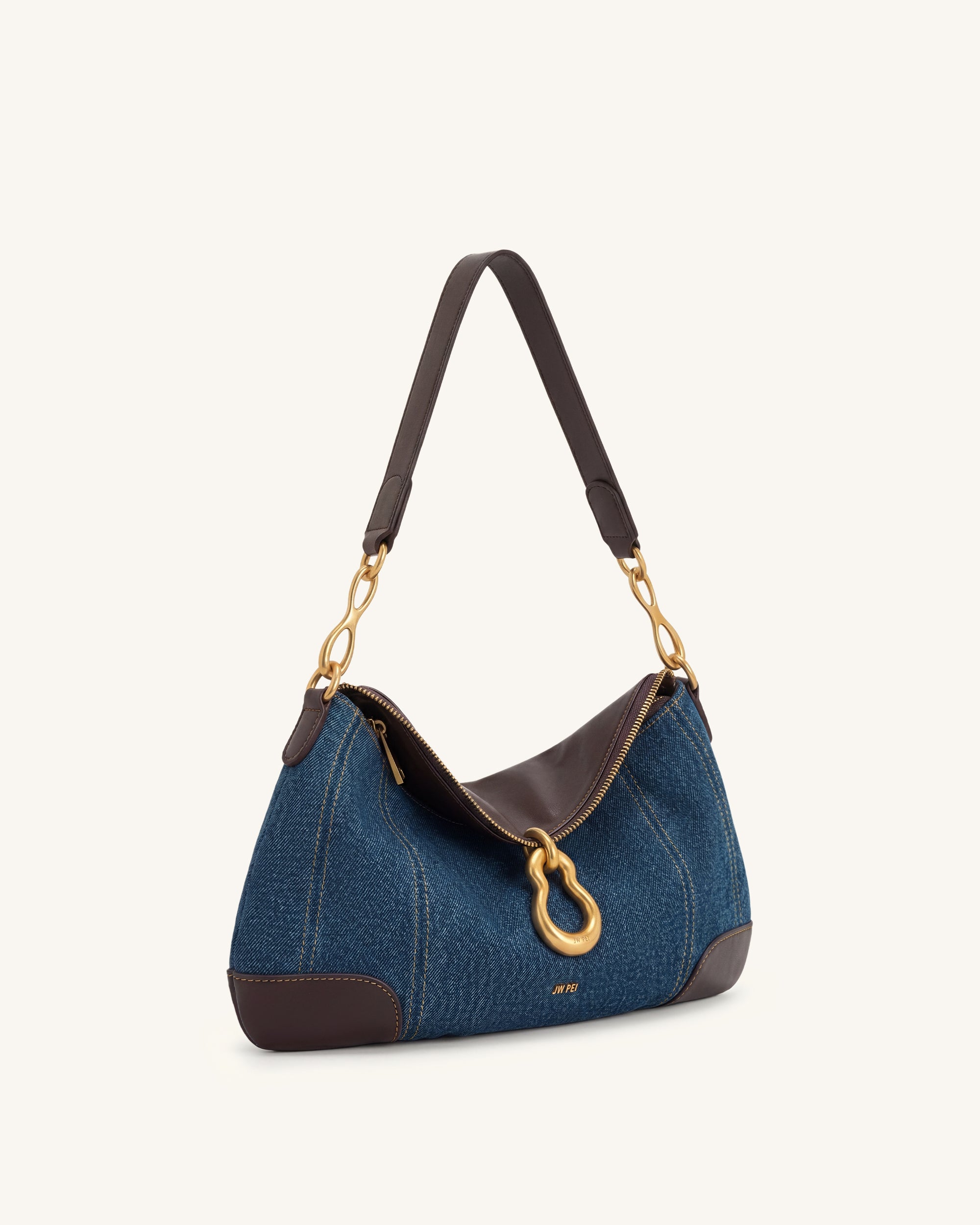 Jayla Metal Pendant Embellished Shoulder Bag - Blue Denim - Image 2