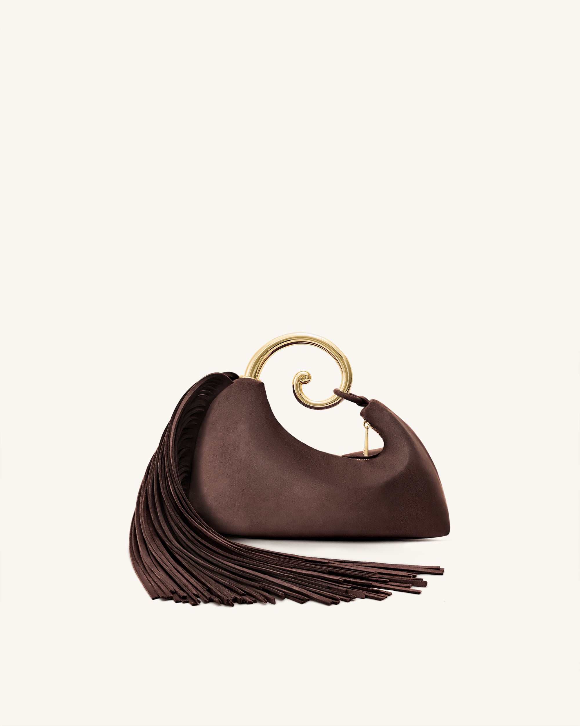 Nell Fringe Hardware Top Handle Bag - Deep Brown - Image 4