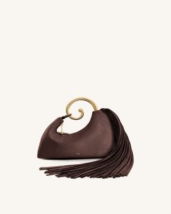 Alternative view of Nell Fringe Hardware Top Handle Bag - Deep Brown